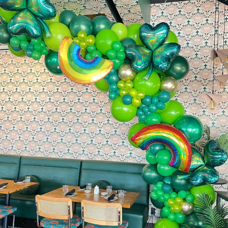 Tesochye 130pcs St. Patrick's Day Balloon Arch Garland Kit Green Balloons Lucky Shamrock Clover Rainbow Foil Balloons for Happy St. Patrick's Day Irish Festival Birthday Party Decorations - Image 5