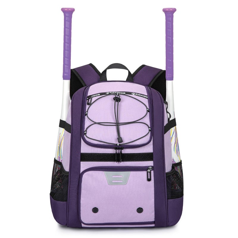 KAVIGOR Youth Baseball Bag, Softball Bag for Girls & Boys, Kids Tball Backpack with Shoes Compartment - Image 1