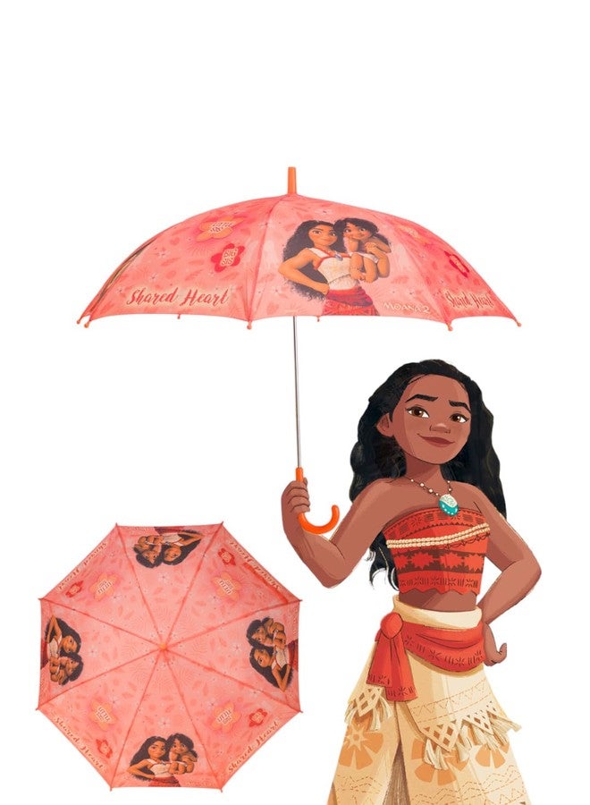 Yellow Bee Disney Printed Moana & Little Sister Umbrella with Shared Heart Design for Girls, Peach, 7-14 Years - Image 1
