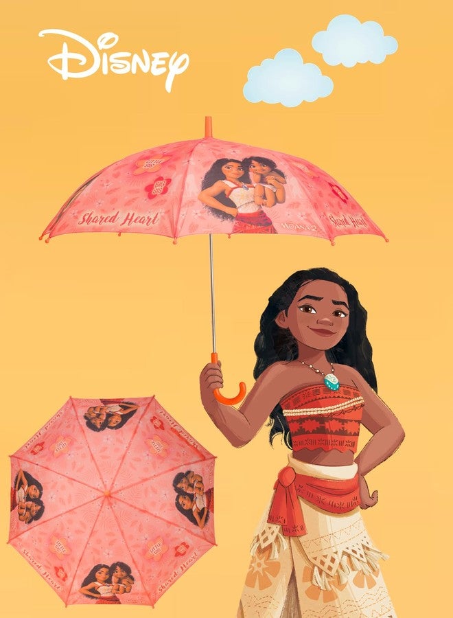 Yellow Bee Disney Printed Moana & Little Sister Umbrella with Shared Heart Design for Girls, Peach, 7-14 Years - Image 2