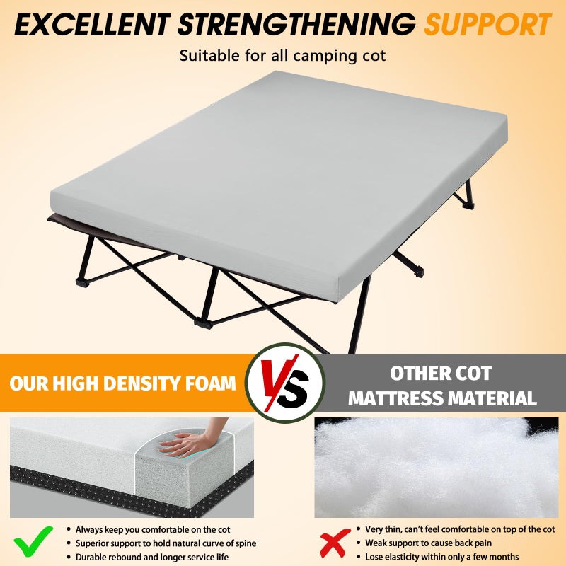 CYMULA Queen Camping Cot Mattress 2in Memory Foam Sleeping Pad,Soft Warm Non-Slip Camping Mattress Topper with Retaining for Adults,Portable Roll up Pad for Travelï¼ˆ60 * 80 * 2,Greyï¼‰ - Image 2