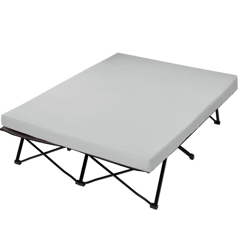 CYMULA Queen Camping Cot Mattress 2in Memory Foam Sleeping Pad,Soft Warm Non-Slip Camping Mattress Topper with Retaining for Adults,Portable Roll up Pad for Travelï¼ˆ60 * 80 * 2,Greyï¼‰ - Image 1