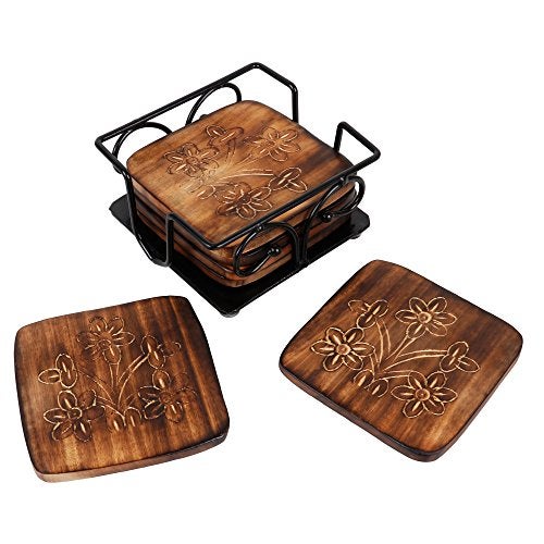 Craftland Wooden Antique Coaster for Kitchen/Dining Table/Office/Restaurant (Iron Coaster) - Image 2