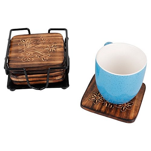 Craftland Wooden Antique Coaster for Kitchen/Dining Table/Office/Restaurant (Iron Coaster) - Image 4