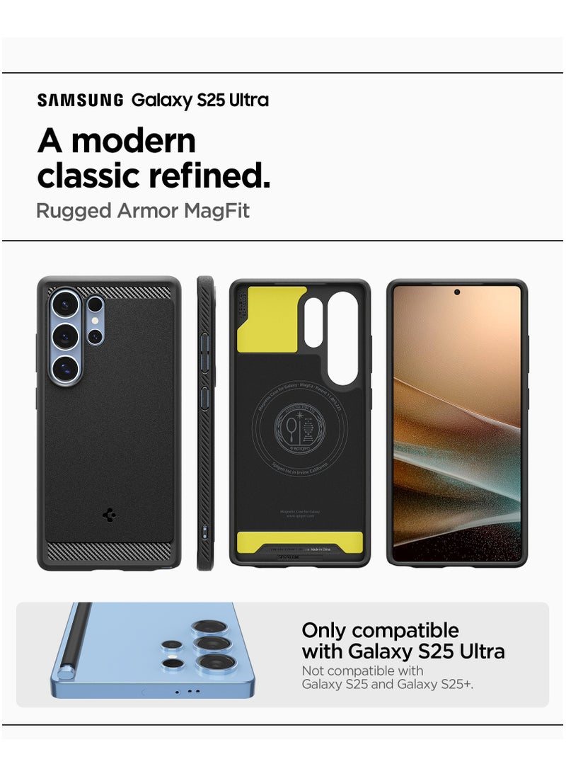 Spigen Rugged Armor MagFit Galaxy S25 ULTRA Case Cover with MagSafe and Carbon Fiber Textures (2025) - Matte Black  - Image 2