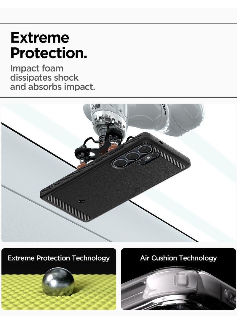 Spigen Rugged Armor MagFit Galaxy S25 ULTRA Case Cover with MagSafe and Carbon Fiber Textures (2025) - Matte Black  - Image 5