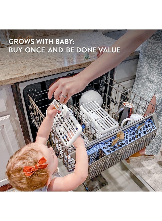 Prince Lionheart Made in USA High Capacity 3-in-1 Dishwasher and Spill Proof Vave Cleaner Basket for Toddlers & Infants Bottle Parts & Accessories | Fits all Dishwashers | 100% Recycled Plastic,White - Image 1