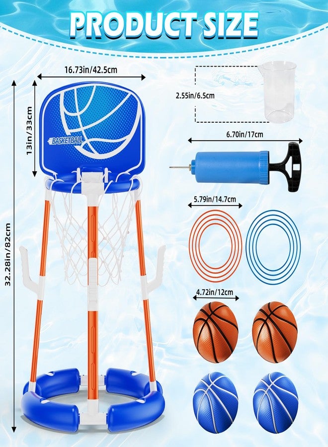 VROGTIK Pool Basketball Hoop with Backboard, Floating Pool Toys for 3-12 Years Old Kids Ring Game with 4 Balls 8 Rings & Pump Outdoor Swimming Pool Basketball Games Water Play Toy Family Party for Kids Adults - Image 3