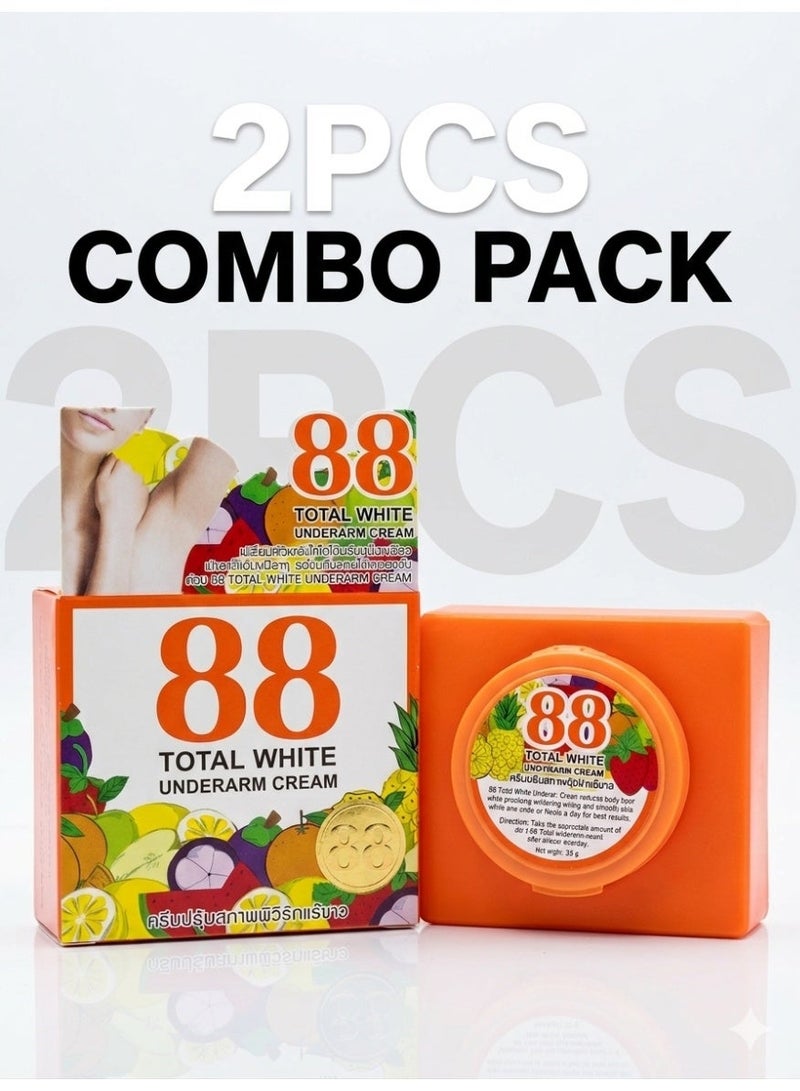 88 Total White Underarm Cream 2PCS Combo Pack (2x35g) – Underarm Whitening Cream with Vitamin B3 & Licorice for Smooth Odor-Free Skin - Image 3