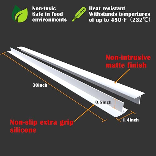 KindGa Stove Gap Covers, Silicone Counter Gap Filler for Stove, 30 Inches for 0.2-1 inch Gap,Seal Spills between Appliances Countertop Furniture Stoves Ovens(Set of 2, White) - Image 5