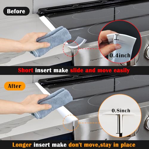 KindGa Stove Gap Covers, Silicone Counter Gap Filler for Stove, 30 Inches for 0.2-1 inch Gap,Seal Spills between Appliances Countertop Furniture Stoves Ovens(Set of 2, White) - Image 3