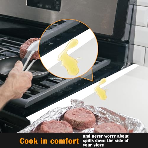 KindGa Stove Gap Covers, Silicone Counter Gap Filler for Stove, 30 Inches for 0.2-1 inch Gap,Seal Spills between Appliances Countertop Furniture Stoves Ovens(Set of 2, White) - Image 4
