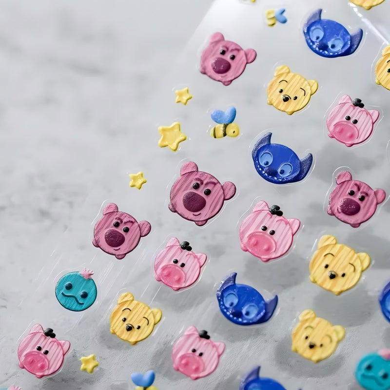 Dedyel Cute Nail Stickers 5D Embossed Cartoon Bear Nail Stickers Kawaii Animal Self-Adhesive Nail Decals for Women Girls Kids Nail Art Decoration - Image 5