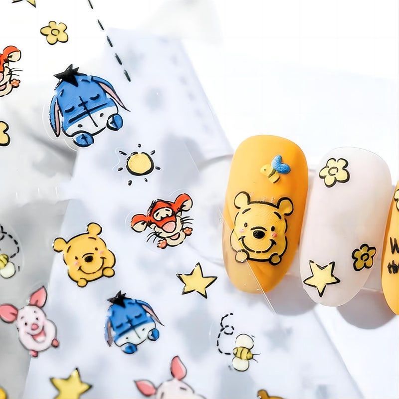Dedyel Cute Nail Stickers 5D Embossed Cartoon Bear Nail Stickers Kawaii Animal Self-Adhesive Nail Decals for Women Girls Kids Nail Art Decoration - Image 3