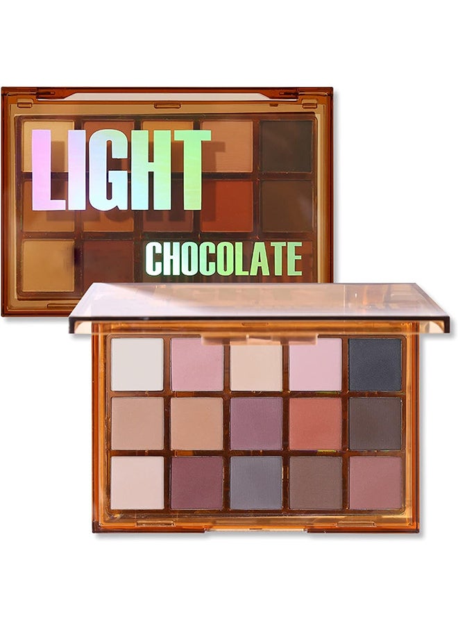 Yabaolian - 15 Colors Eyeshadow Palette, Matte Glitter Blue Eyeshadow Palette, Highly Pigmented Makeup Palette Long Lasting, Shimmer Eyeshadow Pallet Easy To Blend, Colorful Eyeshadow Palette (Light Chocolate) - Image 1