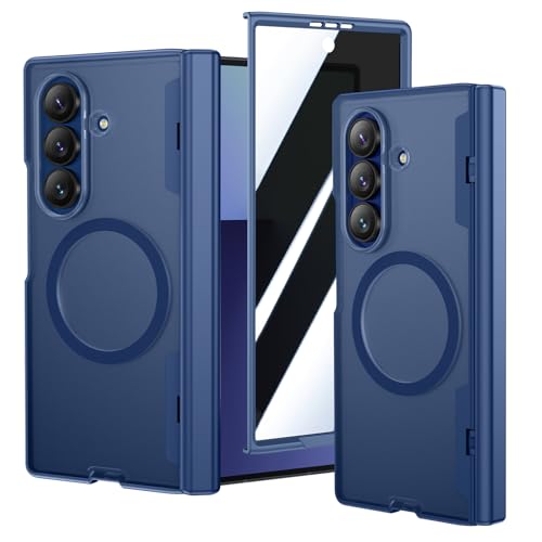 VEGO Case for Galaxy Z Fold 7, with [Hinge Protection][Tempered Glass Privacy Screen Protector], Compatible with MagSafe, Magnetic Anti-Spy Shockproof Cover for Samsung Galaxy Z Fold 7 - Blue - Image 1