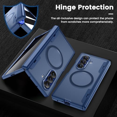 VEGO Case for Galaxy Z Fold 7, with [Hinge Protection][Tempered Glass Privacy Screen Protector], Compatible with MagSafe, Magnetic Anti-Spy Shockproof Cover for Samsung Galaxy Z Fold 7 - Blue - Image 5