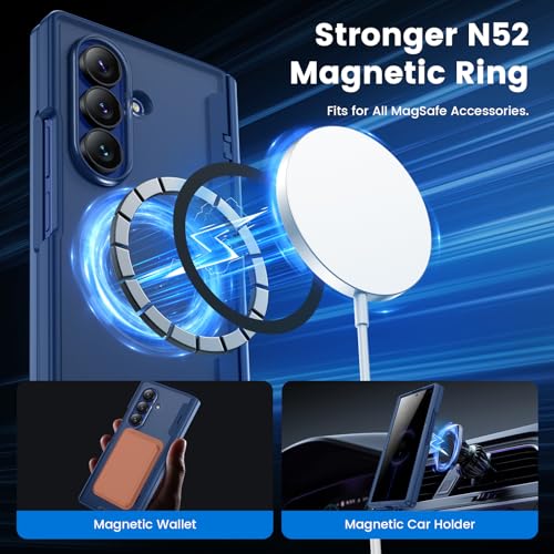 VEGO Case for Galaxy Z Fold 7, with [Hinge Protection][Tempered Glass Privacy Screen Protector], Compatible with MagSafe, Magnetic Anti-Spy Shockproof Cover for Samsung Galaxy Z Fold 7 - Blue - Image 3