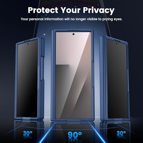 VEGO Case for Galaxy Z Fold 7, with [Hinge Protection][Tempered Glass Privacy Screen Protector], Compatible with MagSafe, Magnetic Anti-Spy Shockproof Cover for Samsung Galaxy Z Fold 7 - Blue - Image 4