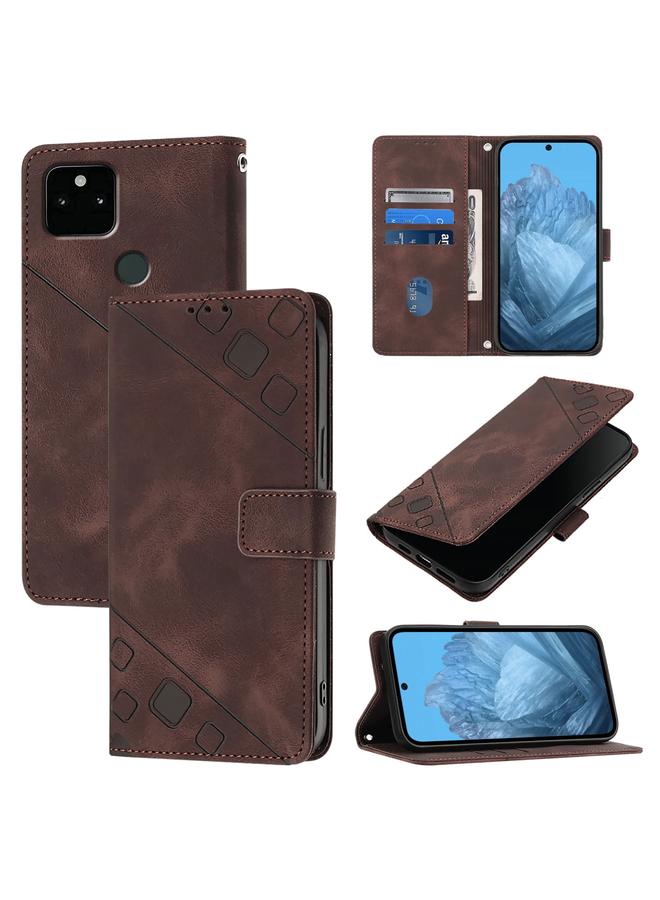 S-TOP Case For Google Pixel 5a Skin-feel Embossed Leather Phone Case - Image 1