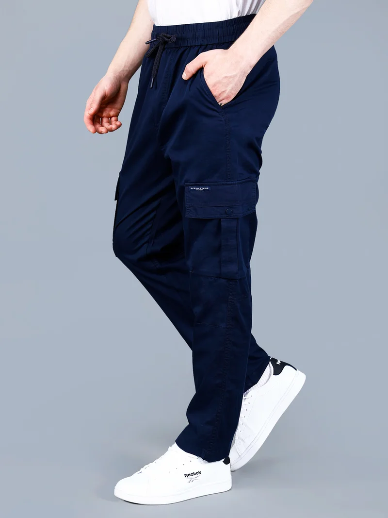 Fort Collins Fort Collins Men Solid Cargo Pants with Drawstring