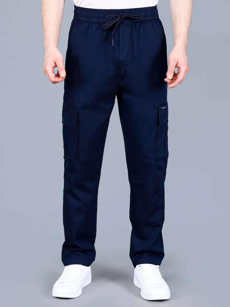 Fort Collins Fort Collins Men Solid Cargo Pants with Drawstring