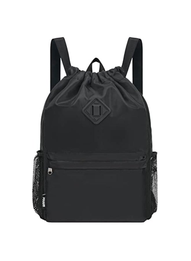 WANDF Drawstring Backpack Sports Gym Bag with Shoes Compartment, Water-Resistant String Backpack Cinch for Women Men