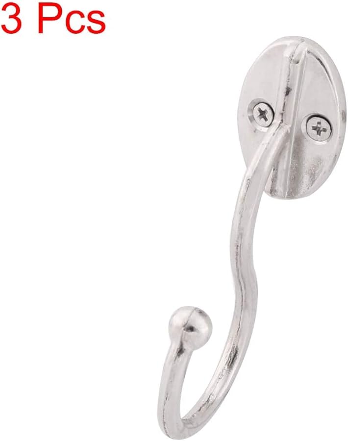 خطافات حائطية بلون فضي 3 قطع، علاقة قبعات وسلة للملابس المنزلية عند المدخل - Image 1