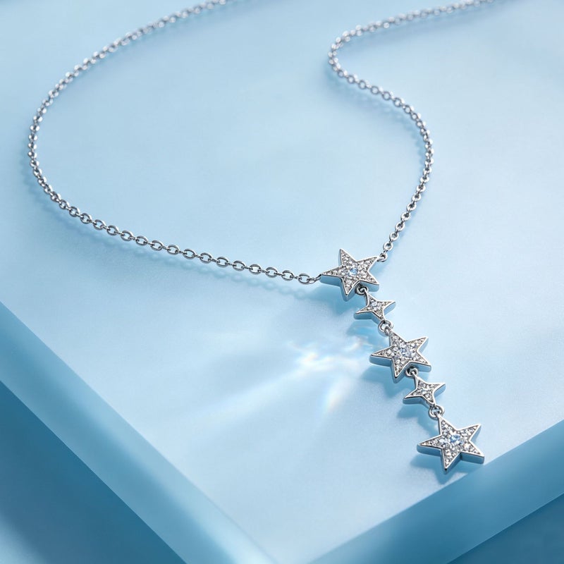 Long Five-pointed Star Rhinestone Necklace - Image 2