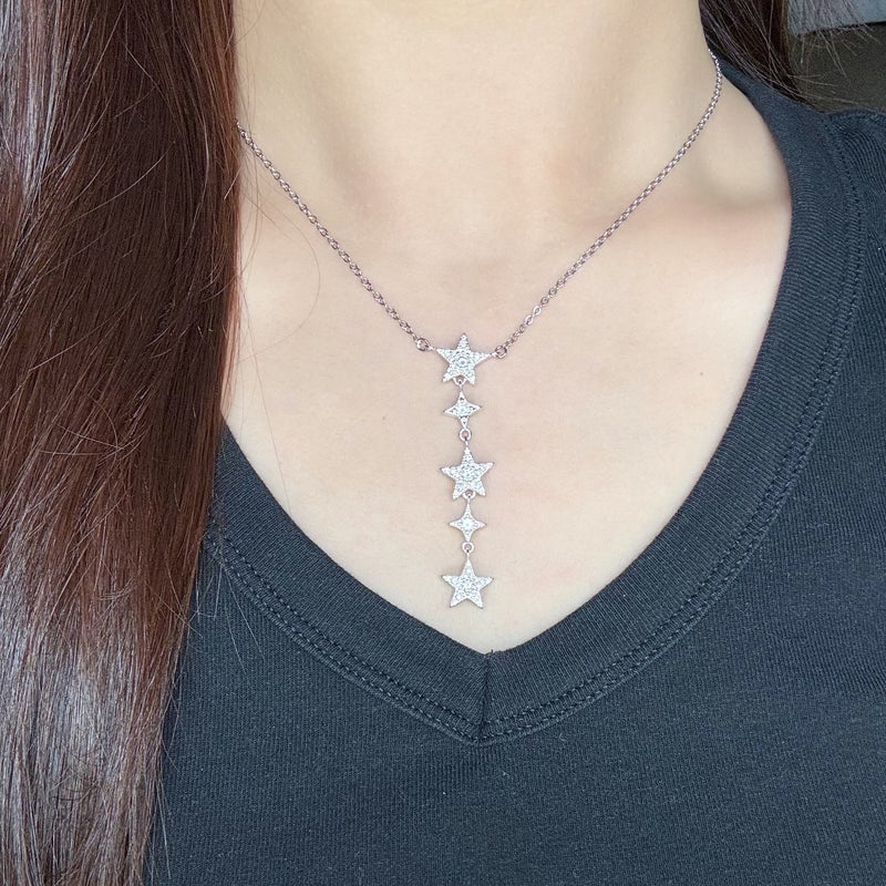 Long Five-pointed Star Rhinestone Necklace - Image 3