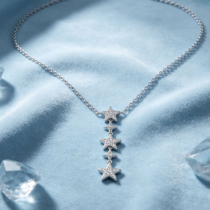 Long Five-pointed Star Rhinestone Necklace - Image 1