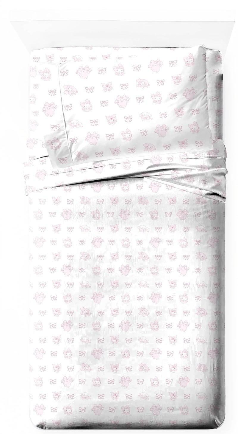 Jay Franco Sheet Set with Fitted Flat Sheets Pillow Cover UltraSoft Bedding with Pillowcase for Room Decor Multi Hello Kitty 3 Piece Twin - Image 2