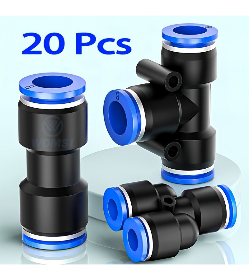 20 Pneumatic Tee Quick Plug Connectors 6mm Outer Diameter 5 Pieces Each For Pe Pv Pu Py Models - Image 5