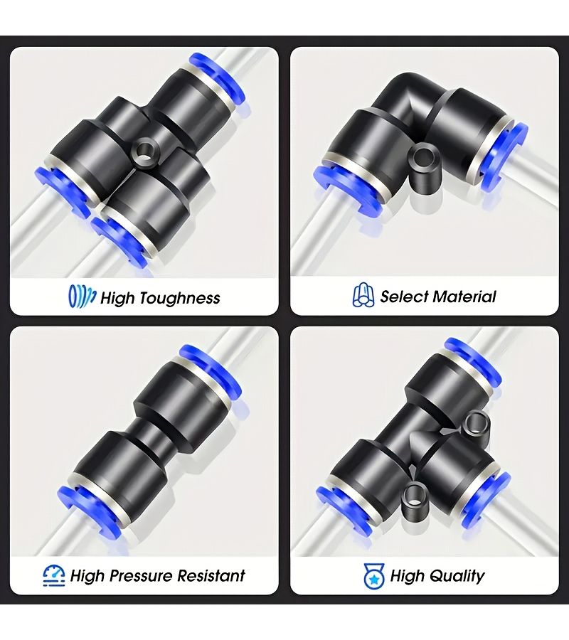 20 Pneumatic Tee Quick Plug Connectors 6mm Outer Diameter 5 Pieces Each For Pe Pv Pu Py Models - Image 3