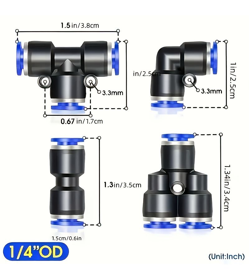 20 Pneumatic Tee Quick Plug Connectors 6mm Outer Diameter 5 Pieces Each For Pe Pv Pu Py Models - Image 4