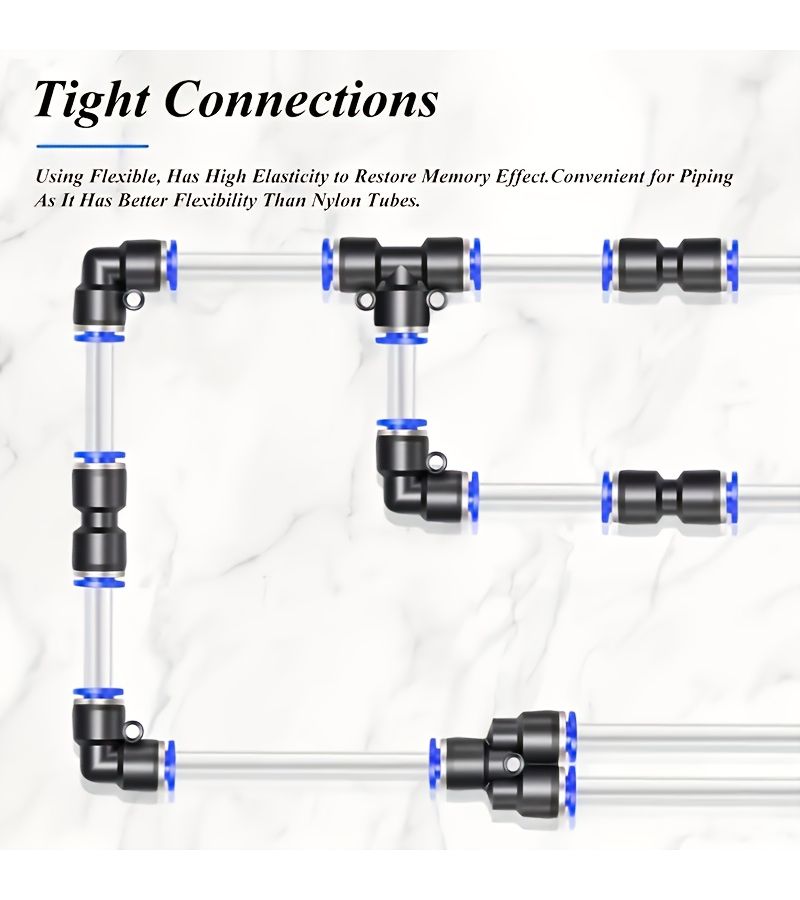20 Pneumatic Tee Quick Plug Connectors 6mm Outer Diameter 5 Pieces Each For Pe Pv Pu Py Models - Image 1