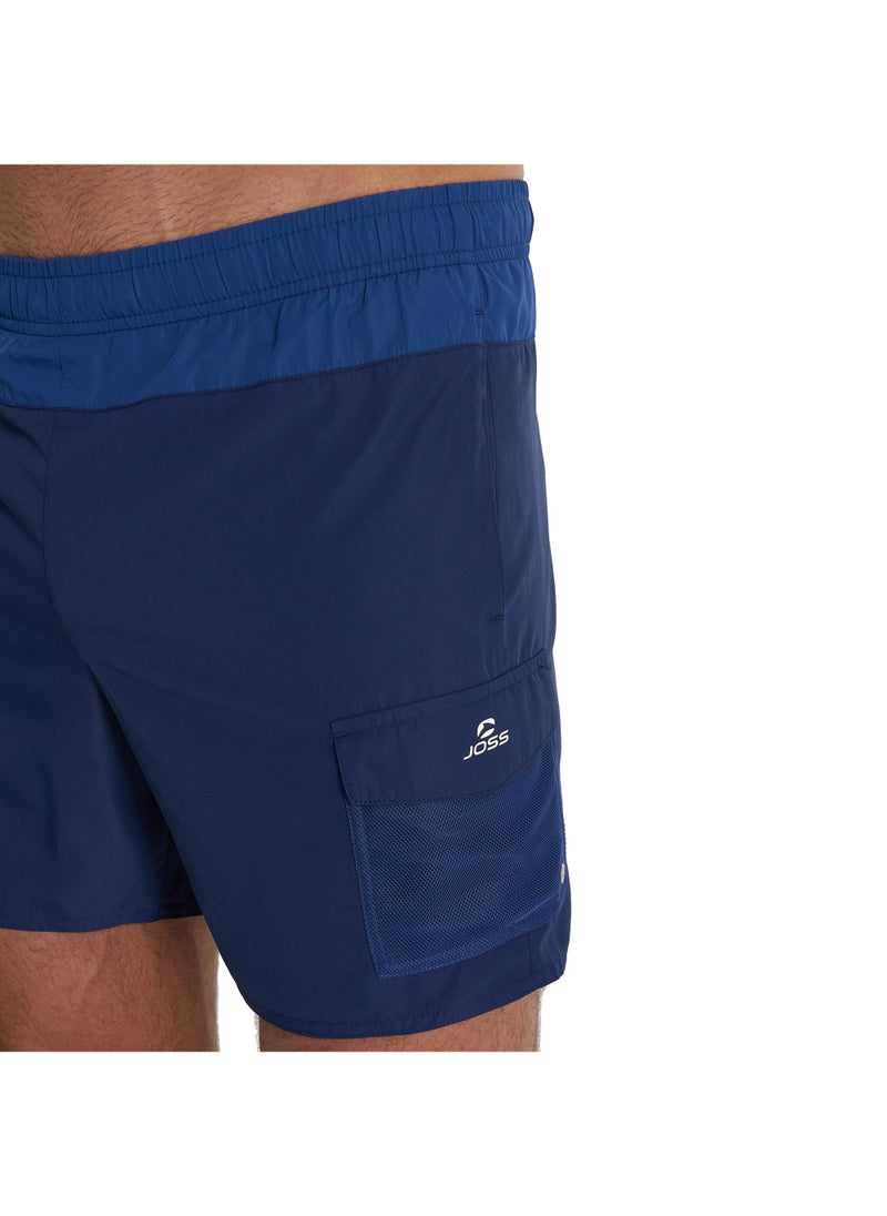 Joss Joss Men's Swimming Shorts Blue – Quick-Drying, Adjustable Drawstring, 3 Velcro Pockets, Built-In Suspenders, Comfortable for Water Sports  - Image 4