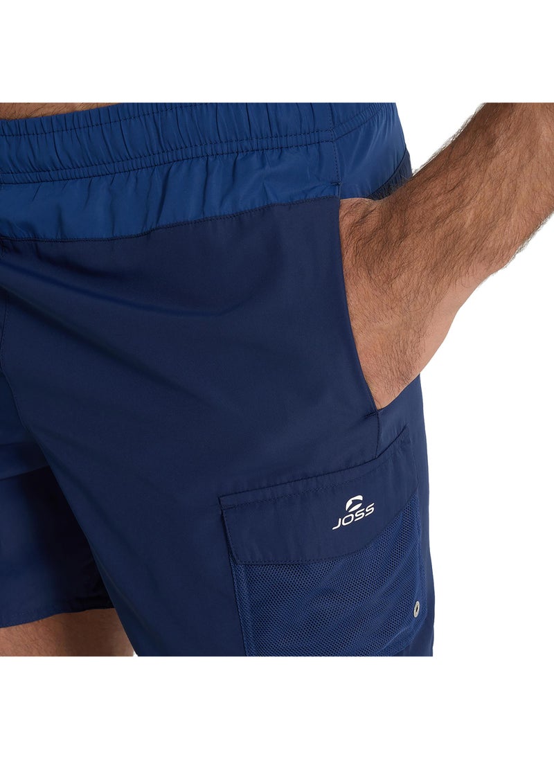 Joss Joss Men's Swimming Shorts Blue – Quick-Drying, Adjustable Drawstring, 3 Velcro Pockets, Built-In Suspenders, Comfortable for Water Sports  - Image 5