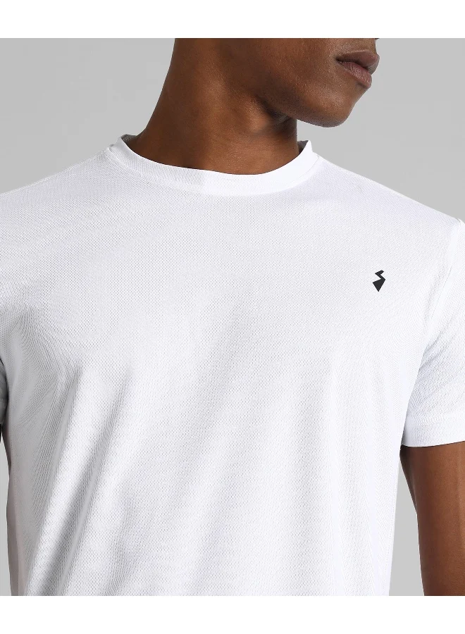 Men's White Basic Activewear T-Shirt