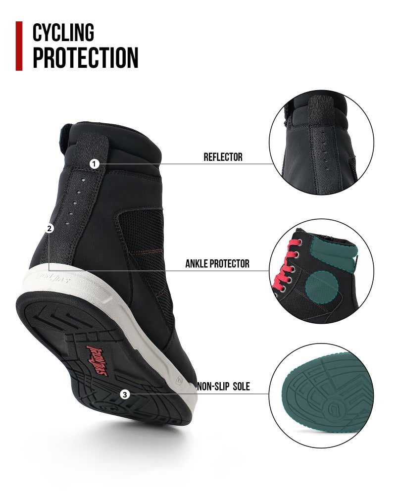 BORLENI Motorcycle Riding Shoes Road Street Motocross Protective Boots for Men, Casual Breathable Powersports Shoes - Image 4