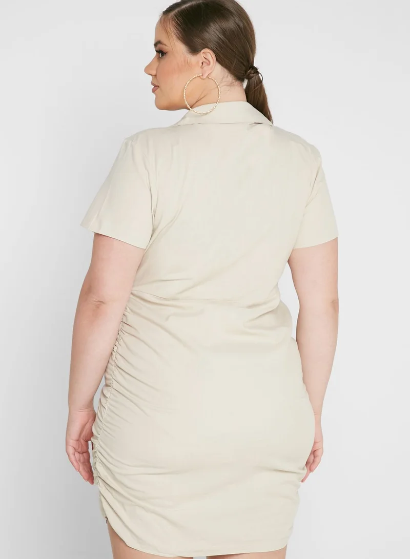 Public Desire Curve Collar Detailed Mini Dress