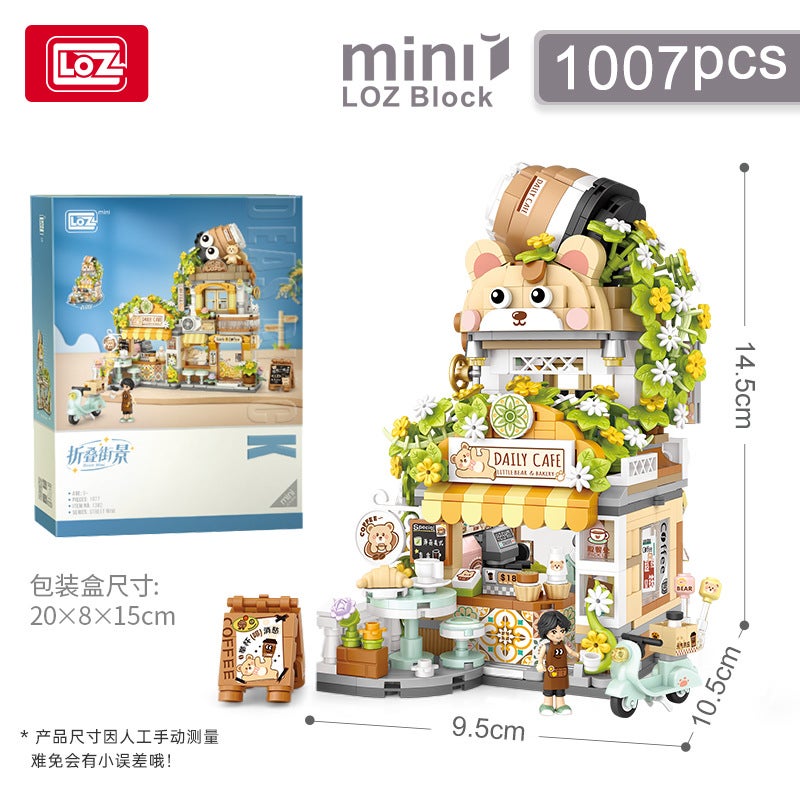 Loz1383 Panda Tea Society Small Particle Building Blocks Street Scene Coffee Shop Insert Building Blocks Children'S Day Toy Gift - Image 1