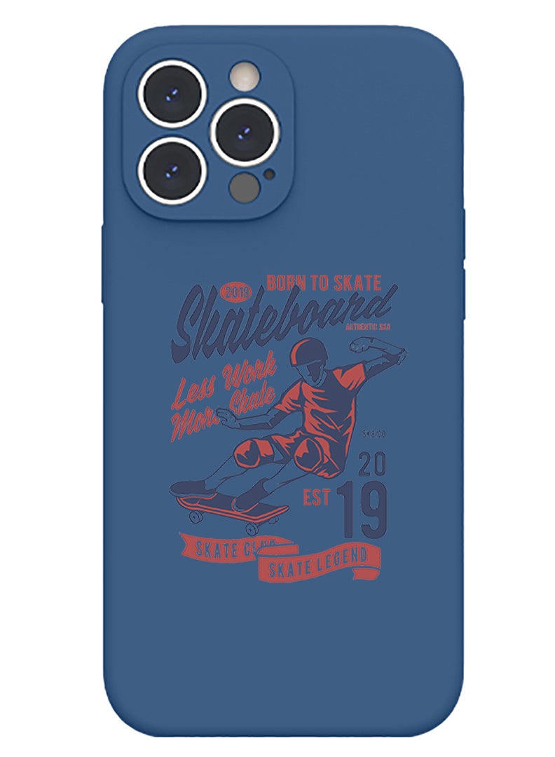 Theodor Protective Slim Fit Case Liquid Silicone Cover with Full Body Protection Anti-Scratch Shockproof Case For iPhone 15 Pro Max Blue  - Skater boy copy - Image 1