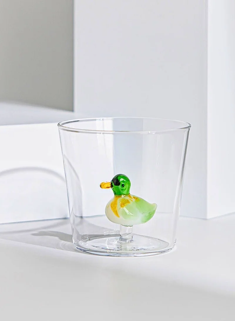 1Chase 3D Duck Design Borosilicate Glass Cup – 300ml | Cute Animal Mug for Tea, Coffee & Present - 1pcs