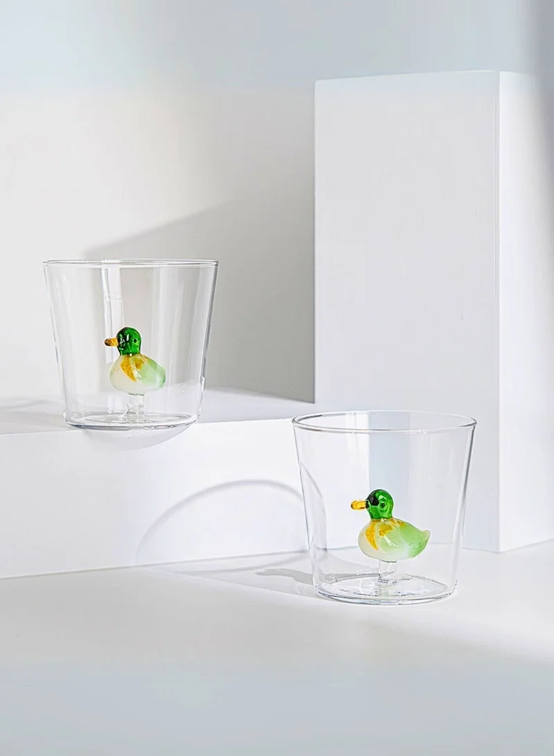 1Chase 3D Duck Design Borosilicate Glass Cup – 300ml | Cute Animal Mug for Tea, Coffee & Present - 1pcs