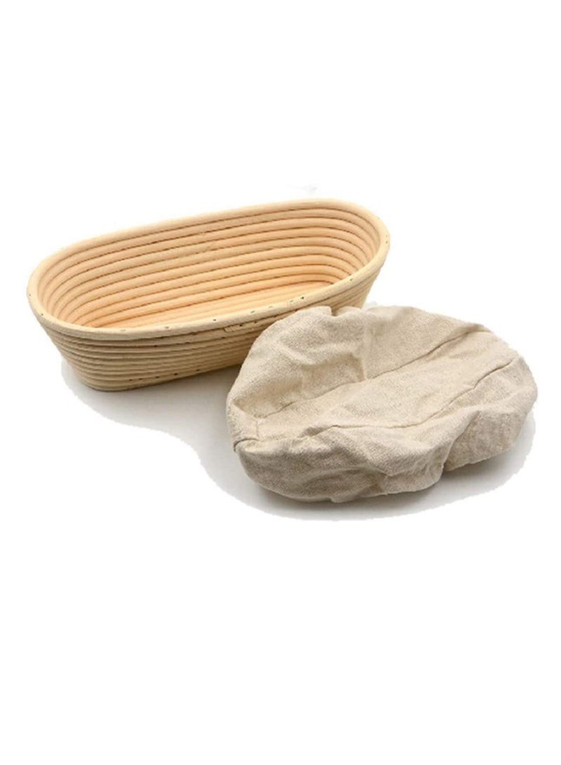 SYOSI Premium Oval Basket with Liner   Perfect Proofing Basket for Making Beautiful Bread Bowl Basket with Cloth Liner For Home and Professional Sourdough Baking 8.3 x 6 x 4inches  - Image 1