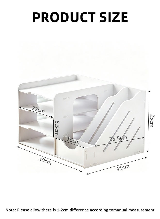 DUNISO 4 Tier Desktop Organizer, Book Holder,Office Desk Organizer, Desk Stationery Storage File Sorter Organizerand Accessories with Magazine Folder Holder for Home Office School Decoration - Image 2