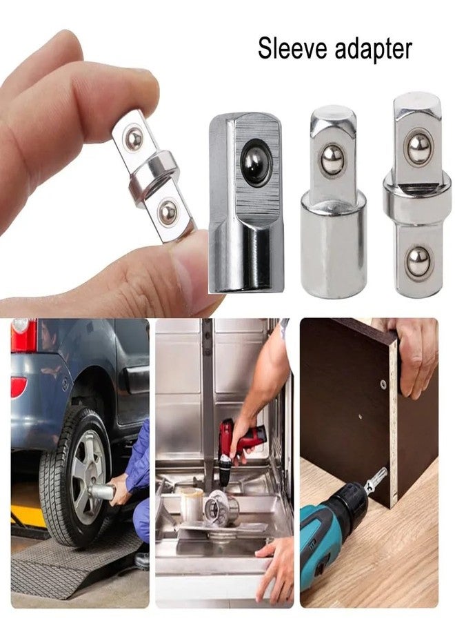 TorSor 3 Pack Impact Socket Adapter Set Joint Chrome 3/8" Coupler + 3/8" to 1/4" + 1/2" to 1/4" Extension Converter Reducer for Wrench Ratchet Driver Bit Drill Car Maintenance Construction Work - Image 3