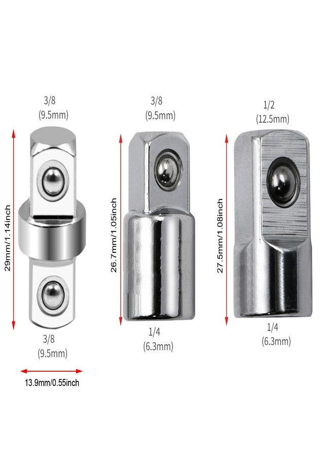 TorSor 3 Pack Impact Socket Adapter Set Joint Chrome 3/8" Coupler + 3/8" to 1/4" + 1/2" to 1/4" Extension Converter Reducer for Wrench Ratchet Driver Bit Drill Car Maintenance Construction Work - Image 2