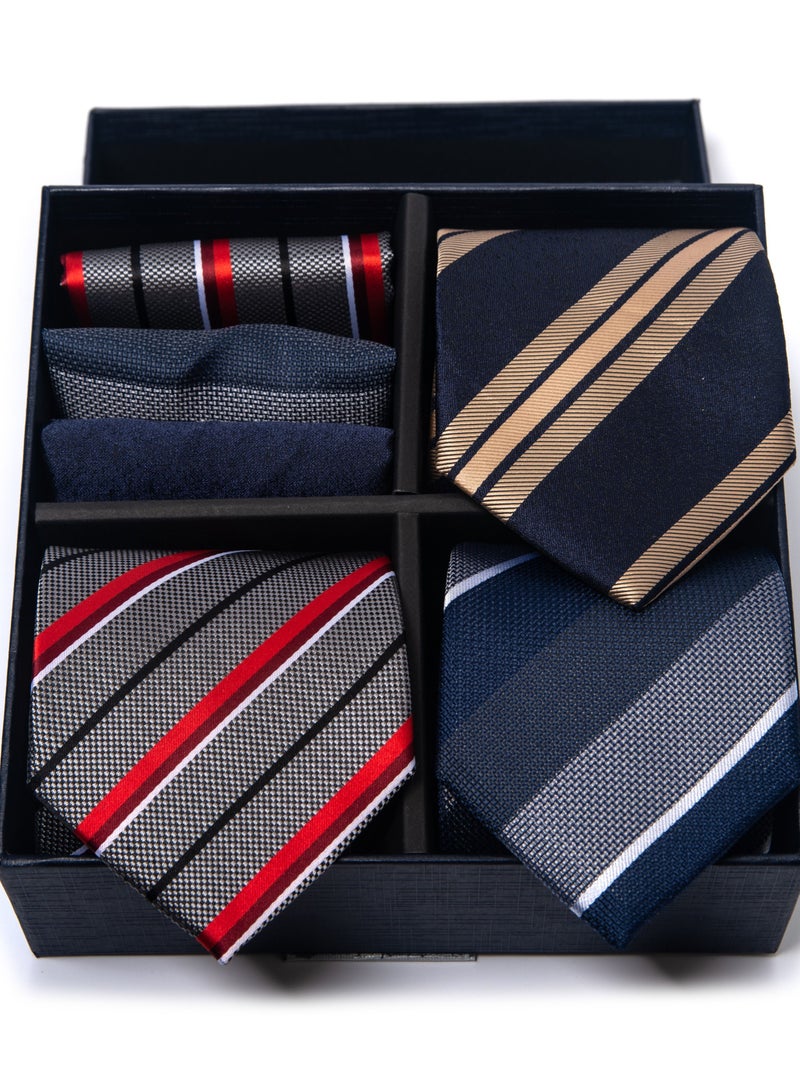 Fashionable Stripes Patterned Neckties And Kerchiefs Suit